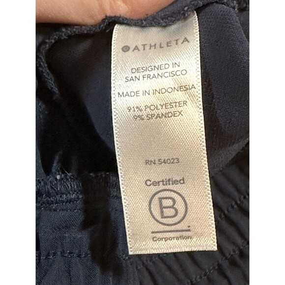 Athleta Metropolis Straight Leg Pants Womens 0 Navy Blue Elastic Waist Zip Ankle - Picture 4 of 15